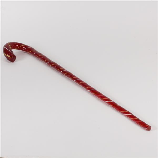 Appraisal: Vintage red art glass walking stick cane H