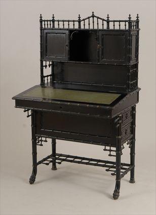 Appraisal: American Anglo-Japanese Ebonized Faux-Bamboo Writing Desk Possibly R J Horner