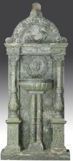 Appraisal: Continental green marble wall fountain h Continental green variegated marble