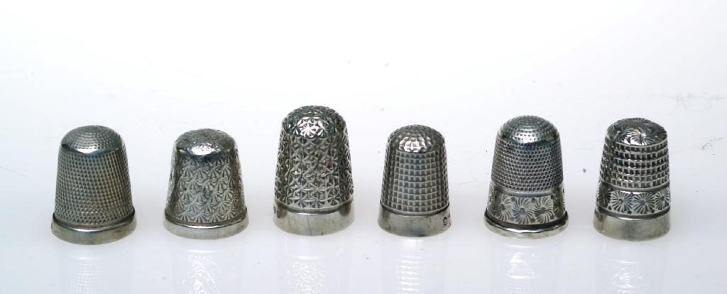 Appraisal: GROUP OF SIX VICTORIAN AND LATER SILVER THIMBLES including Charles