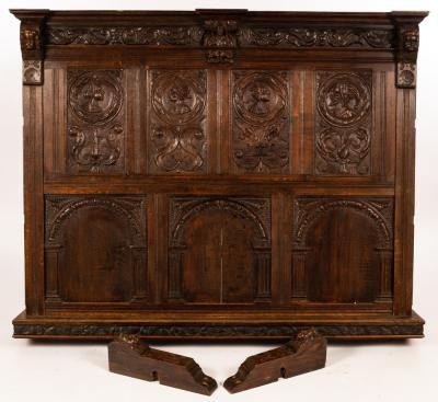 Appraisal: A multi-panel section of panelling th Century and later incorporating