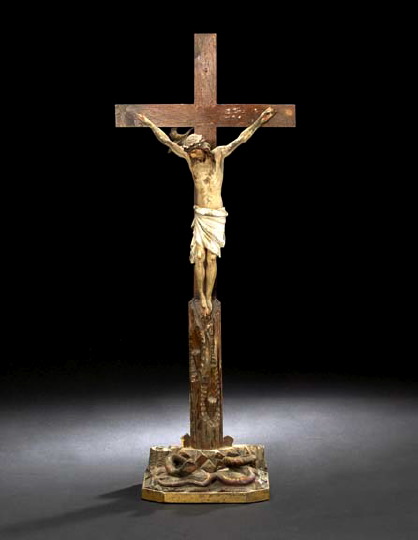 Appraisal: Tall Spanish Carved Wood Crucifix third quarter th century in