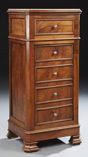 Appraisal: French Carved Walnut Marble Top Nightstand th c French Carved