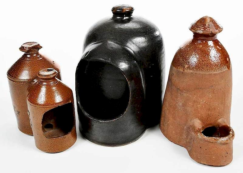 Appraisal: Three Ceramic Chicken Waterers American late th early th century