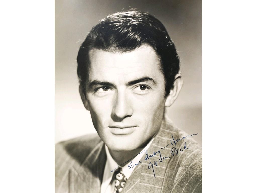 Appraisal: GREGORY PECK VINTAGE SIGNED LARGE FORMAT PHOTOGRAPHIC CLOSE UP BUST