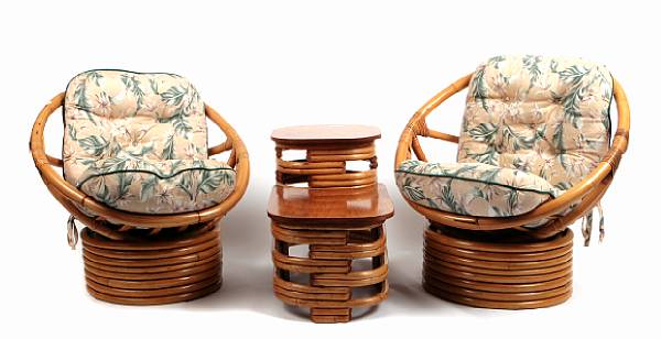 Appraisal: An assembled group of rattan furniture in the manner of