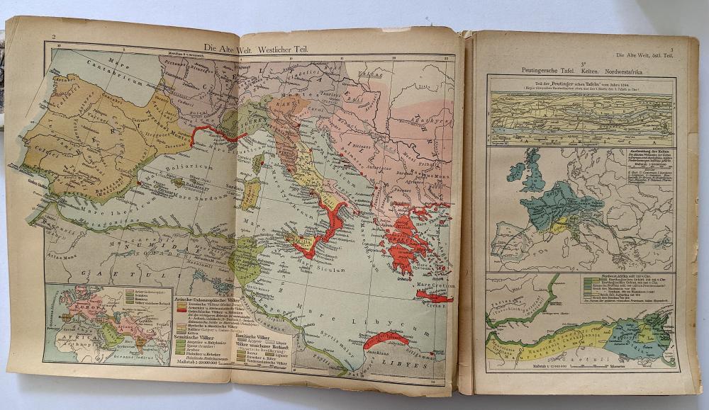 Appraisal: VINTAGE GERMAN BOOK WITH MAPS OF THE WORLD SThe provenance