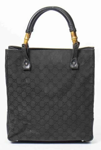 Appraisal: Vintage Gucci tote bag in black GG monogram canvas with