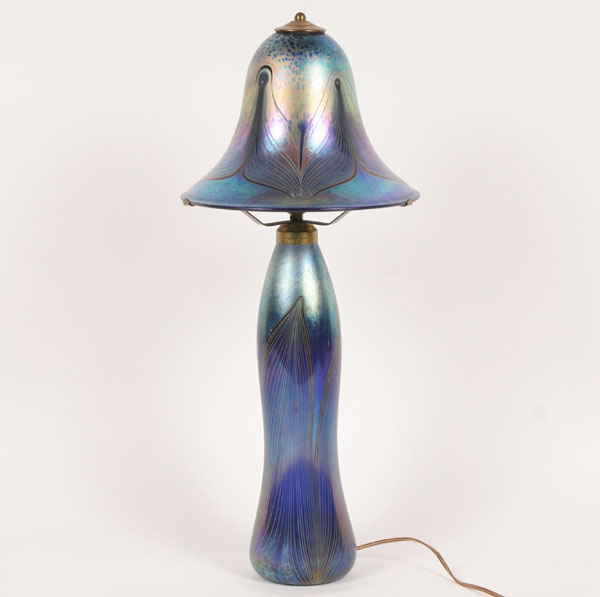 Appraisal: Roger Robinson studio glass lamp with matching shade and base