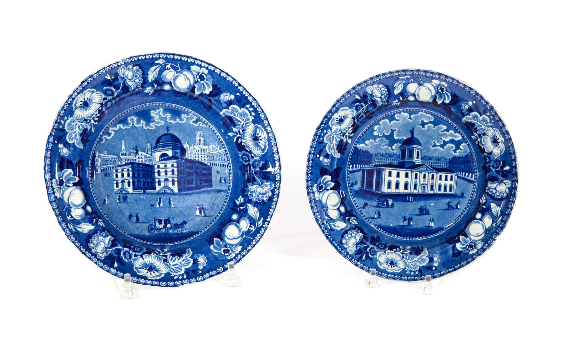 Appraisal: TWO HISTORICAL BLUE STAFFORDSHIRE PLATES England nd quarter- th century