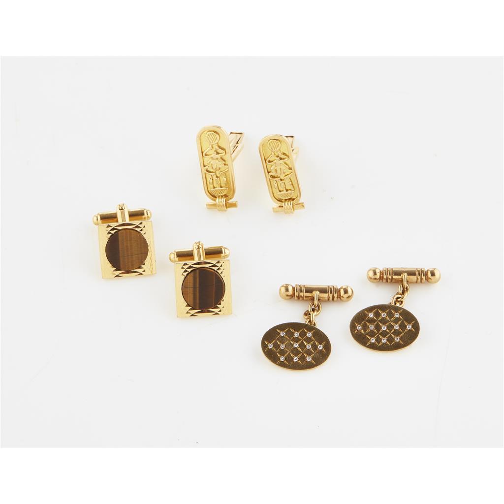 Appraisal: Three pairs of gentleman's cufflinks to include a pair of