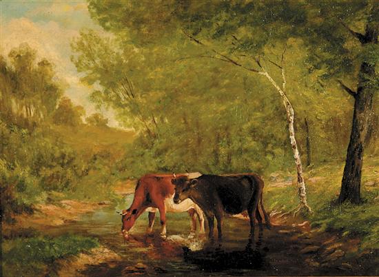 Appraisal: Hudson River school th century COWS IN GLADE oil on