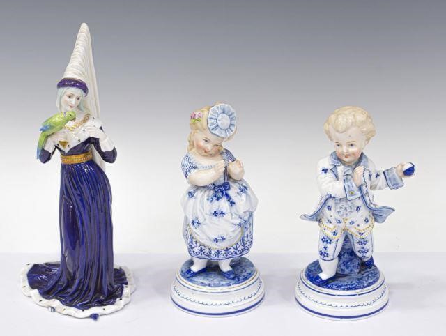 Appraisal: lot of German porcelain figures including Medieval Queen Dressel Kister