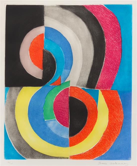 Appraisal: Sale Lot Sonia Delaunay-Terk Ukrainian - Untitled Composition with Semi-Circles