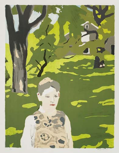 Appraisal: FAIRFIELD PORTER Girl in the Woods Color lithograph on cream