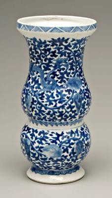 Appraisal: Chinese blue and white vase double-gourd with wide mouth applied