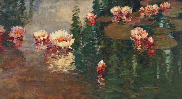 Appraisal: ALAN WOLTON ENGLISH B x Abundant Lilies Impressive impasto oil