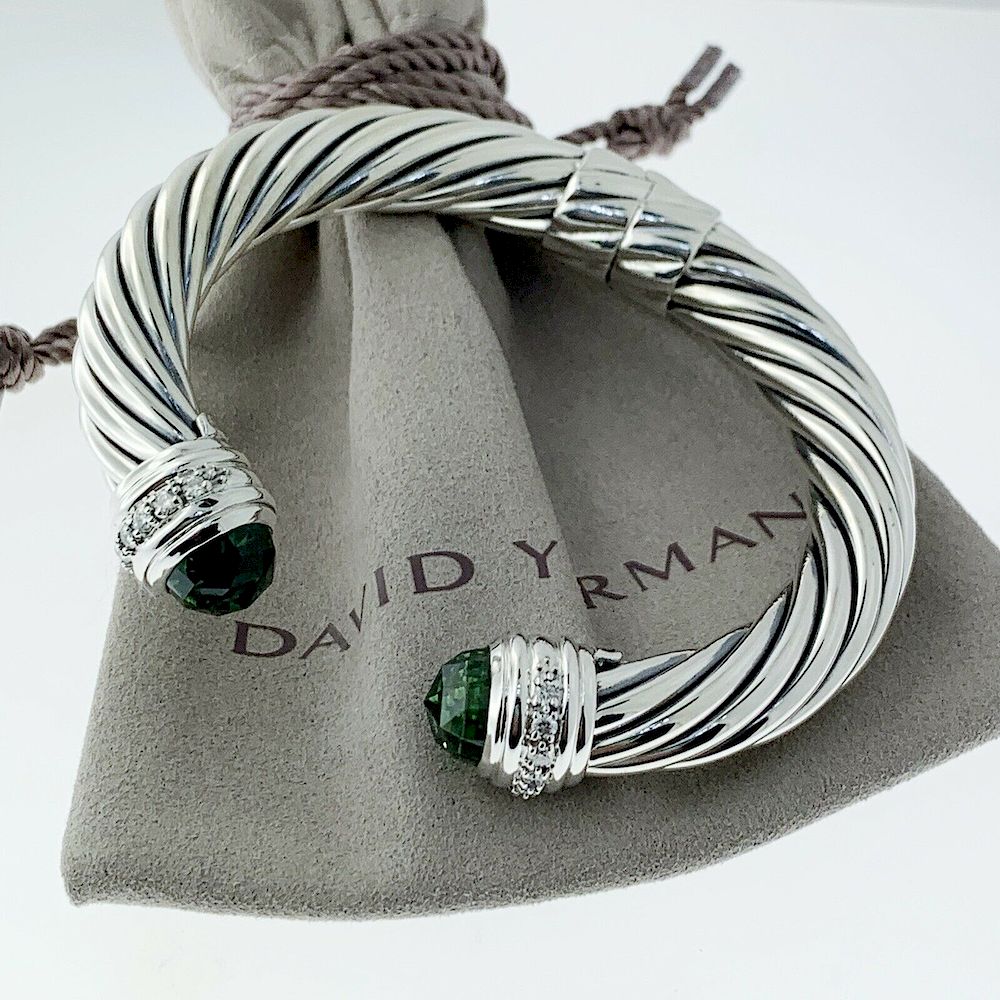 Appraisal: David Yurman Prasiolite Diamond mm Cable Bracelet David Yurman Prasiolite