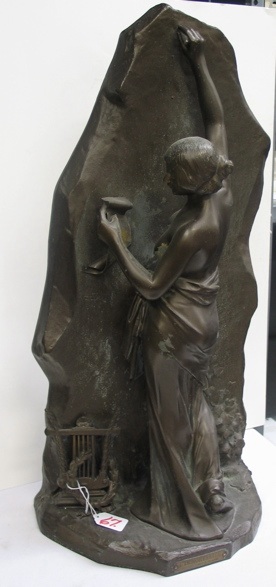 Appraisal: FRENCH SPELTER FIGURE titled Immortality Scantily clad woman standing before