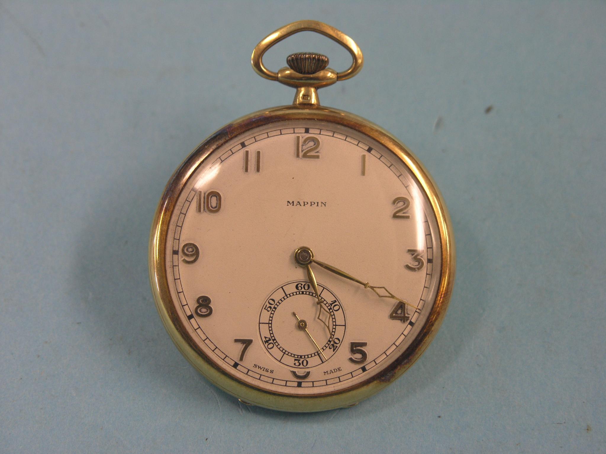 Appraisal: An ct gold pocket watch open-face signed Mappin with subsidiary