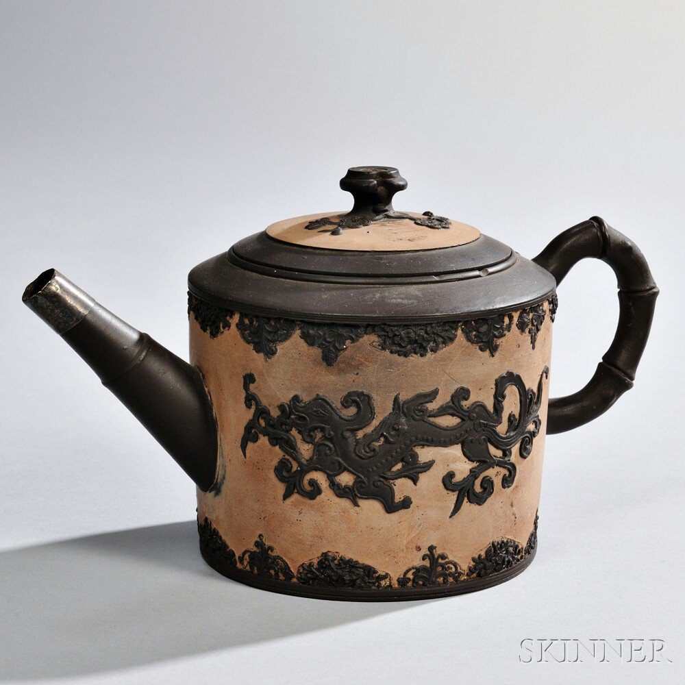 Appraisal: Staffordshire Redware Teapot and Cover England mid- th century cylindrical