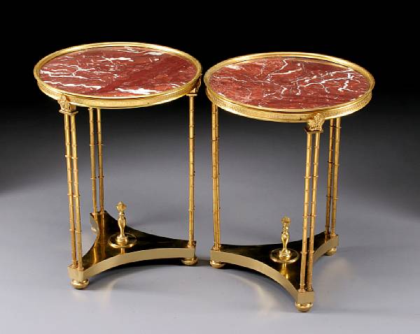 Appraisal: A pair of Directoire style gilt bronze and marble gueridons