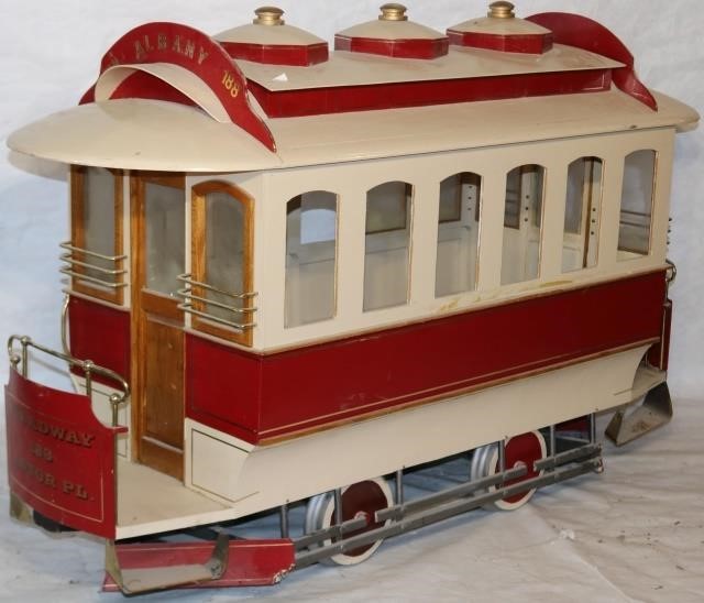 Appraisal: MODEL CENTRAL PARK AND BROADWAY ALBANY TROLLEYCAR LARGER SIZED WOOD