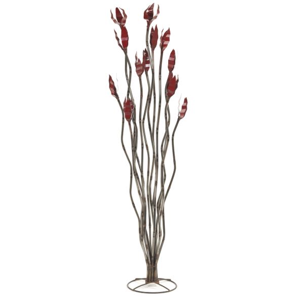 Appraisal: METAL FLOWER FLOOR SCULPTURE H Metal sculpture red flower growing