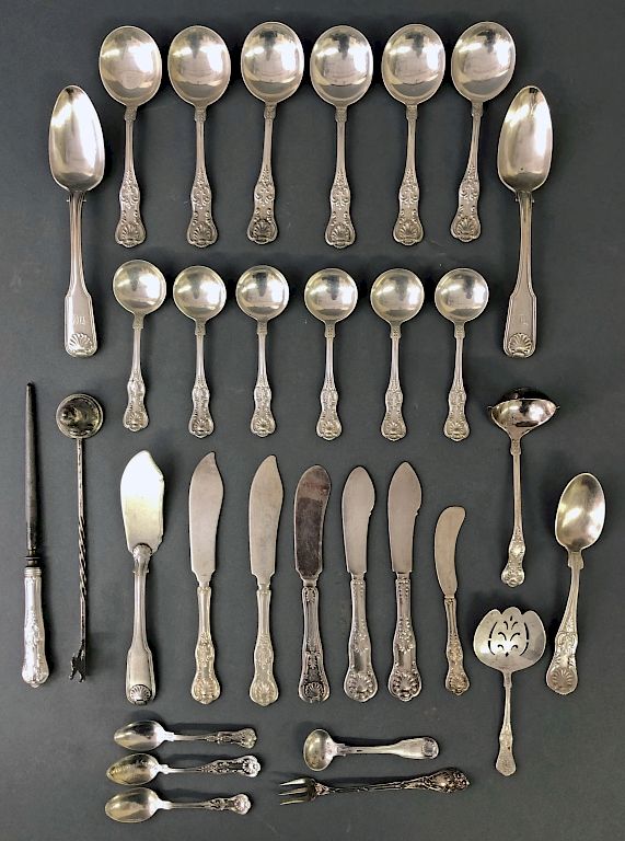 Appraisal: Sterling and English Silver Tableware Miscellaneous grouping of sterling and