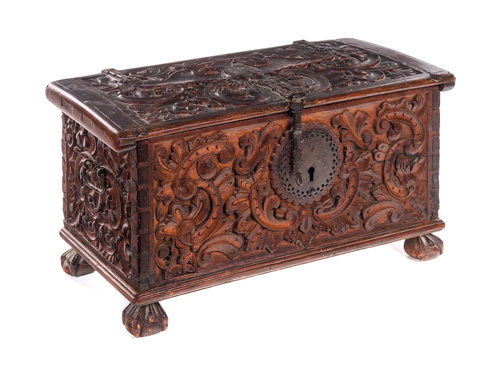 Appraisal: Carved Double Eagle Chippendale Document Box Carved Double Eagle Chippendale