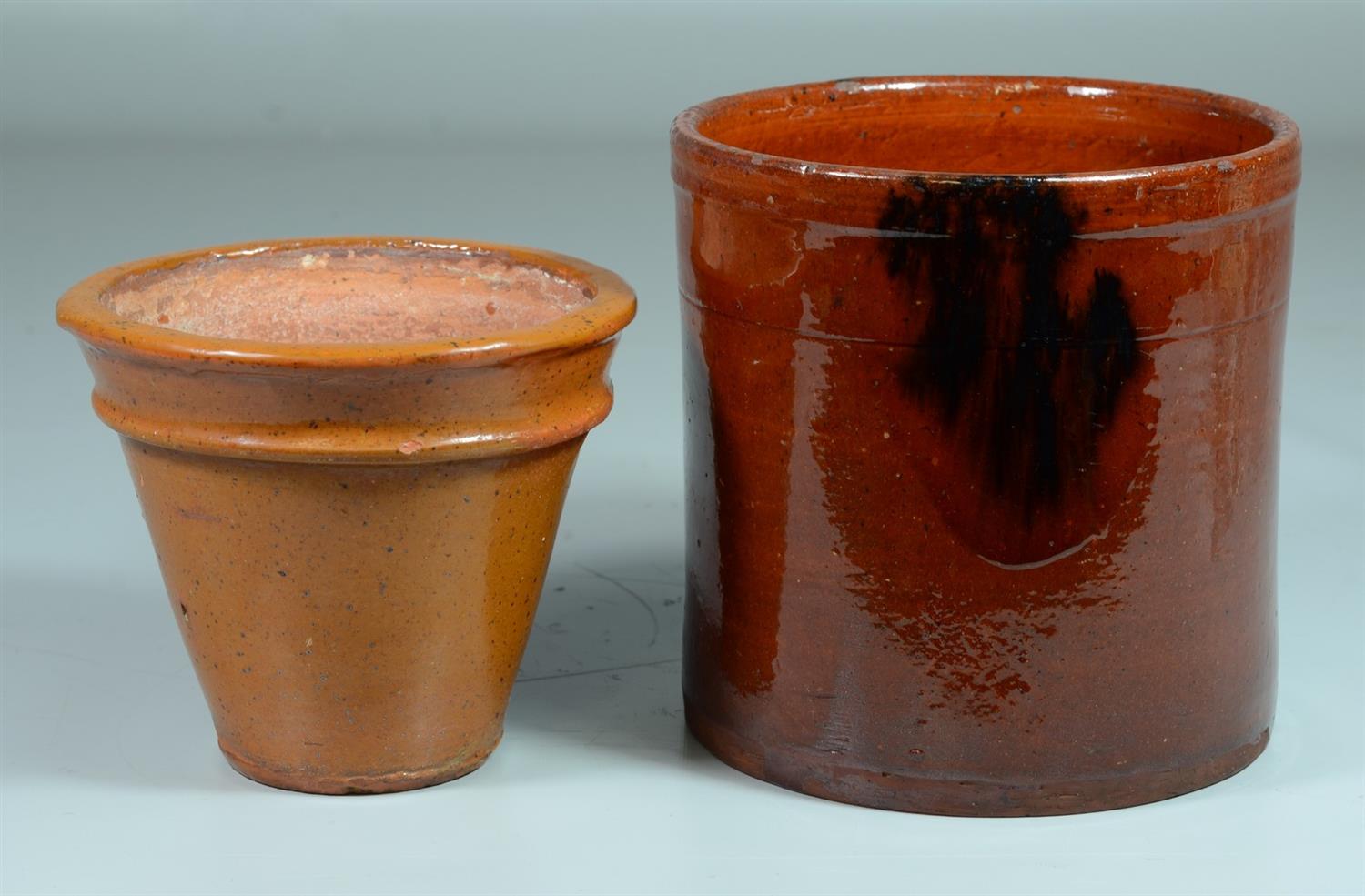 Appraisal: pcs of Redware pottery including a Pennsylvania redware nicely glazed