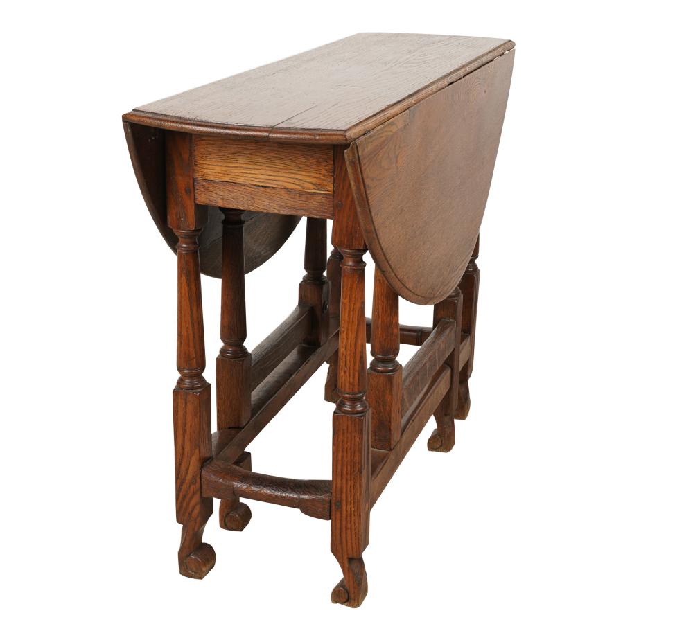 Appraisal: ENGLISH OAK GATELEG TABLE th century inches wide inches deep