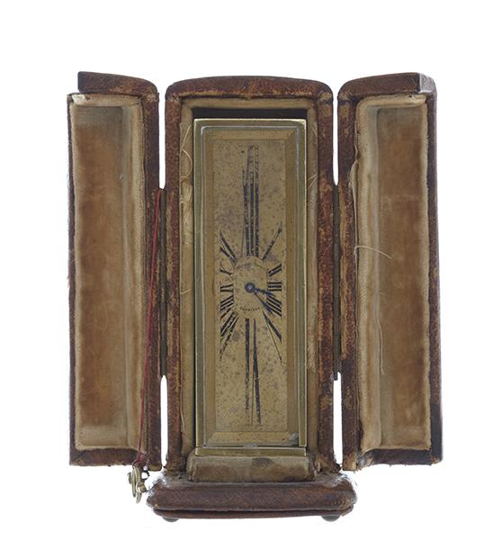 Appraisal: AN ART DECO BRASS DESK CLOCK BOXED the face marked