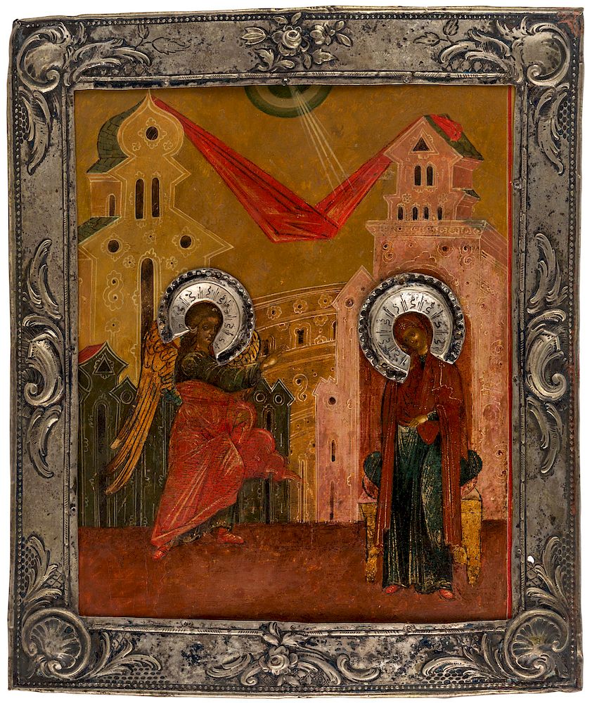 Appraisal: A RUSSIAN ICON OF THE ANNUNCIATION TH CENTURY A RUSSIAN