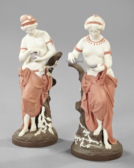 Appraisal: Fine and Rare Pair of Minton Tinted Parian Porcelain Figures