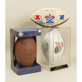 Appraisal: Quarterback Signed Footballs Warner Elway Brees Lot of three NFL