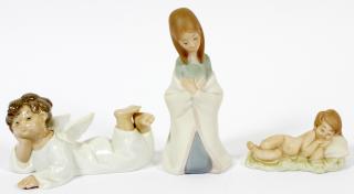 Appraisal: LLADRO PORCELAIN FIGURINES THREE LLADRO PORCELAIN FIGURINES THREE Including Angel