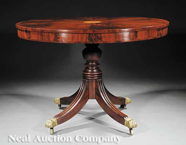 Appraisal: An Important American Classical Mahogany and Inlaid Center Table early