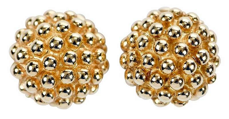 Appraisal: kt Gold Earclips domed dot design stamped K yellow gold