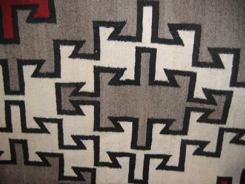 Appraisal: NAVAJO BLANKET Balance geometric two grey hills pattern with meandering