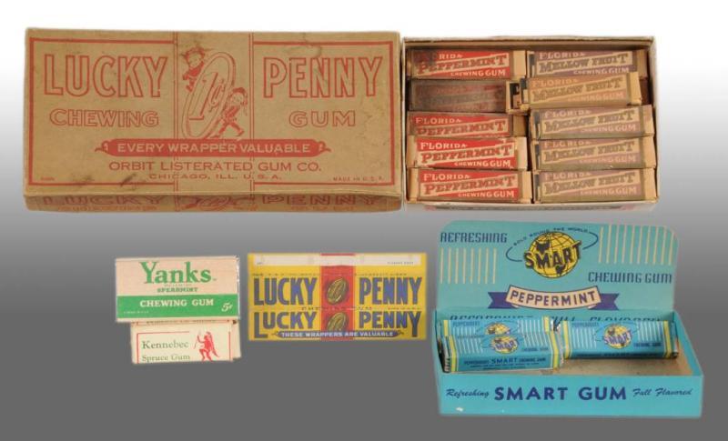 Appraisal: Lot of Assorted Gum Boxes Description Includes one Lucky Penny