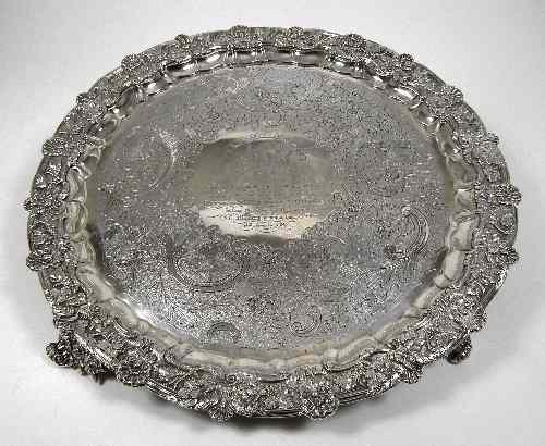 Appraisal: A good silver circular salver formed from a George III