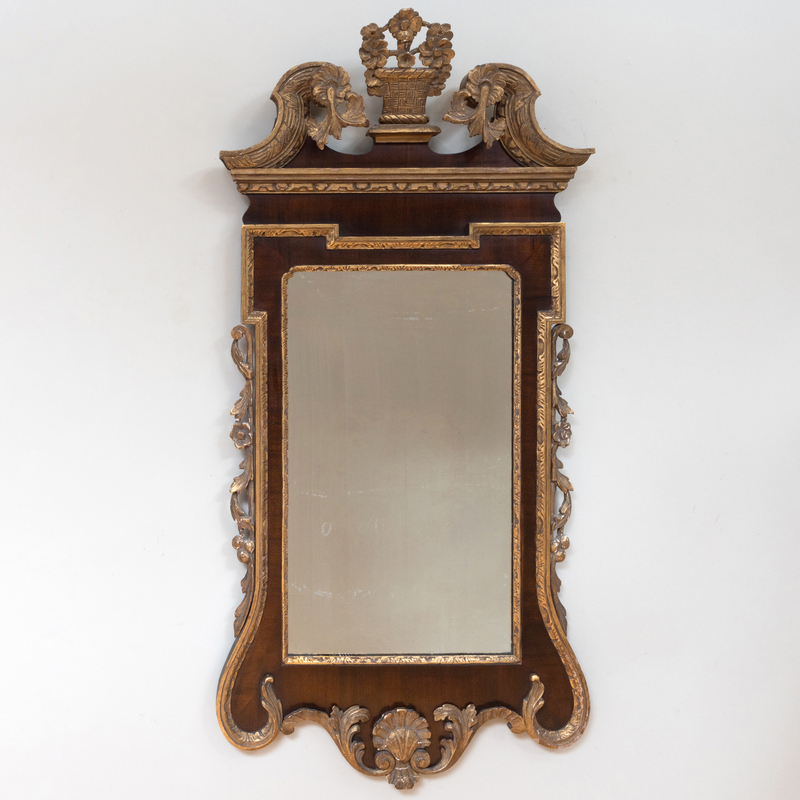 Appraisal: George III Style Mahogany Giltwood Mirror ft in x in