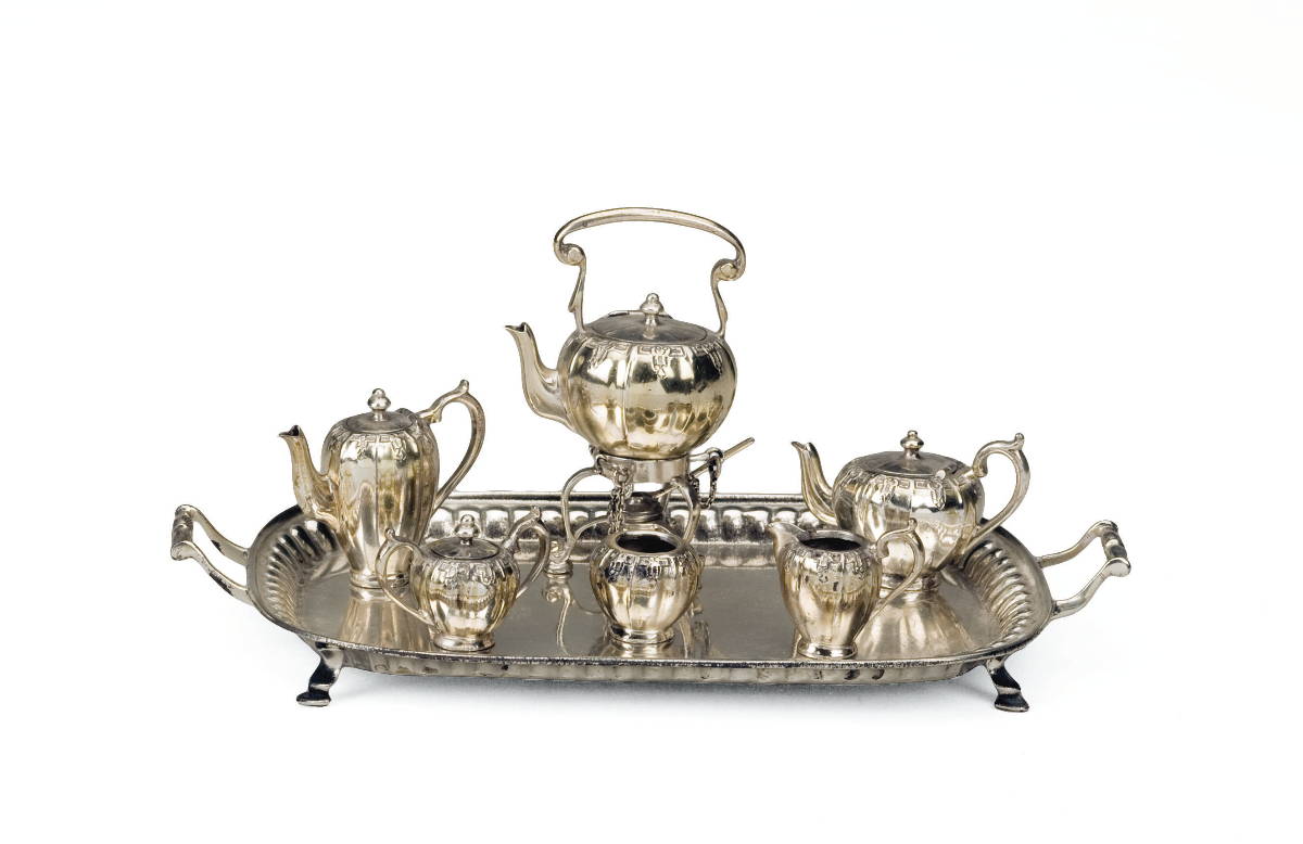 Appraisal: AMERICAN SILVER MINIATURE SEVEN-PIECE TEA SET WILLIAM B MEYERS CO