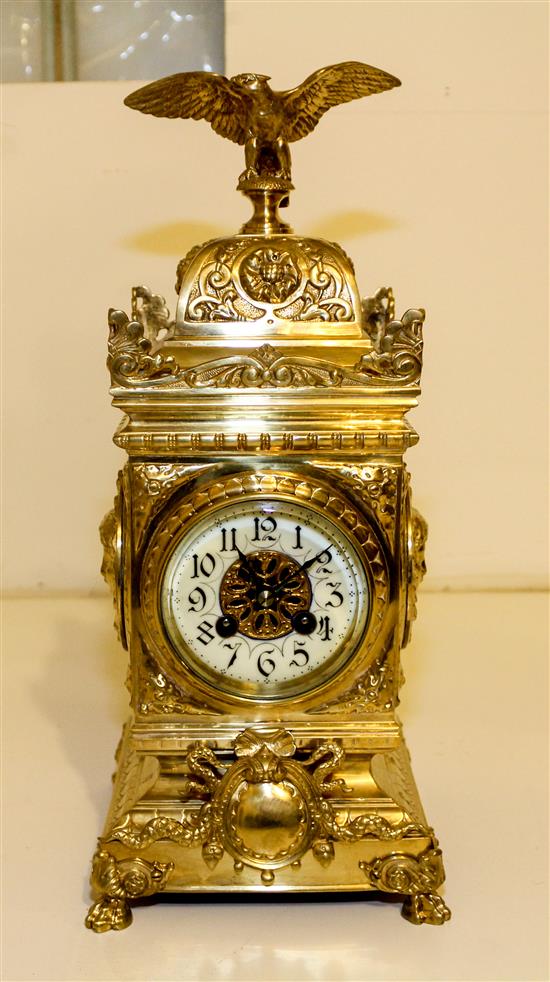 Appraisal: Sale Lot A French Brass Mantle Clock Height inches -