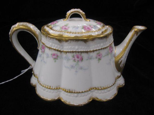 Appraisal: Haviland Limoges Porcelain Teapot elegant floral excellent