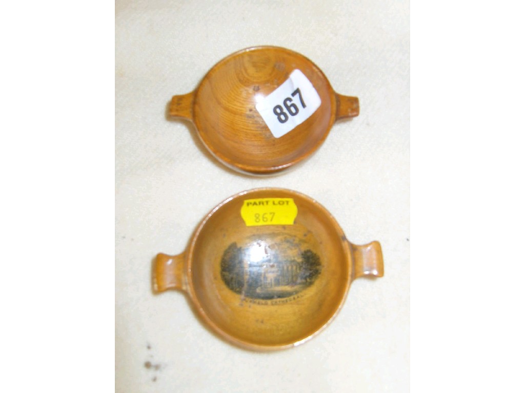 Appraisal: A collection of two Mauchline ware quaishes Dunkeld Cathedral with