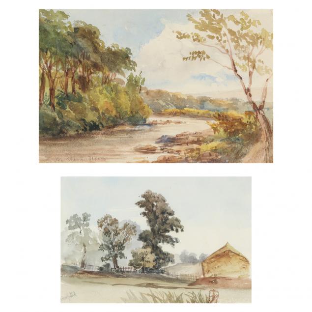 Appraisal: TWO ANTIQUE ENGLISH SCHOOL WATERCOLOR PAINTINGS The first by Edmund