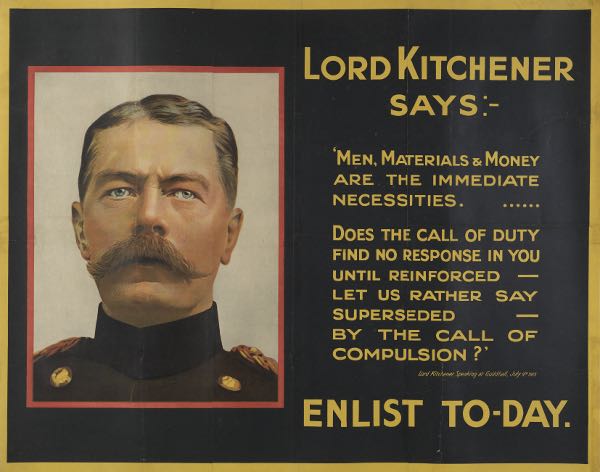 Appraisal: ORIGINAL BRITISH WWI RECRUITMENT POSTER LORD KITCHNER SAYS x Lord