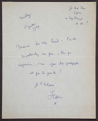 Appraisal: COCTEAU JEAN - ALS - - TO CECIL BEATON THANKING